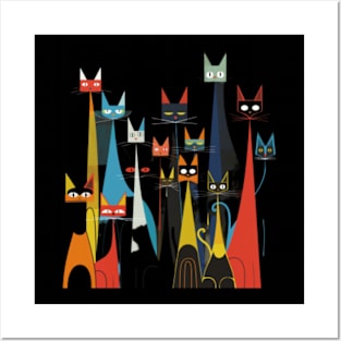 Cat Mid Century Modern Art Redefined Posters and Art